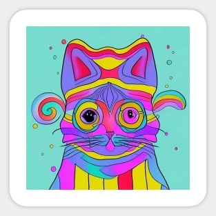 Cathy the Colorful Cat Sticker